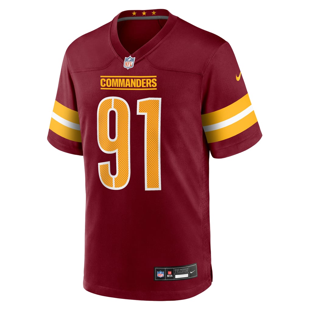 Men's Washington Commanders Deatrich Wise Jr. Burgundy Team Game Jersey