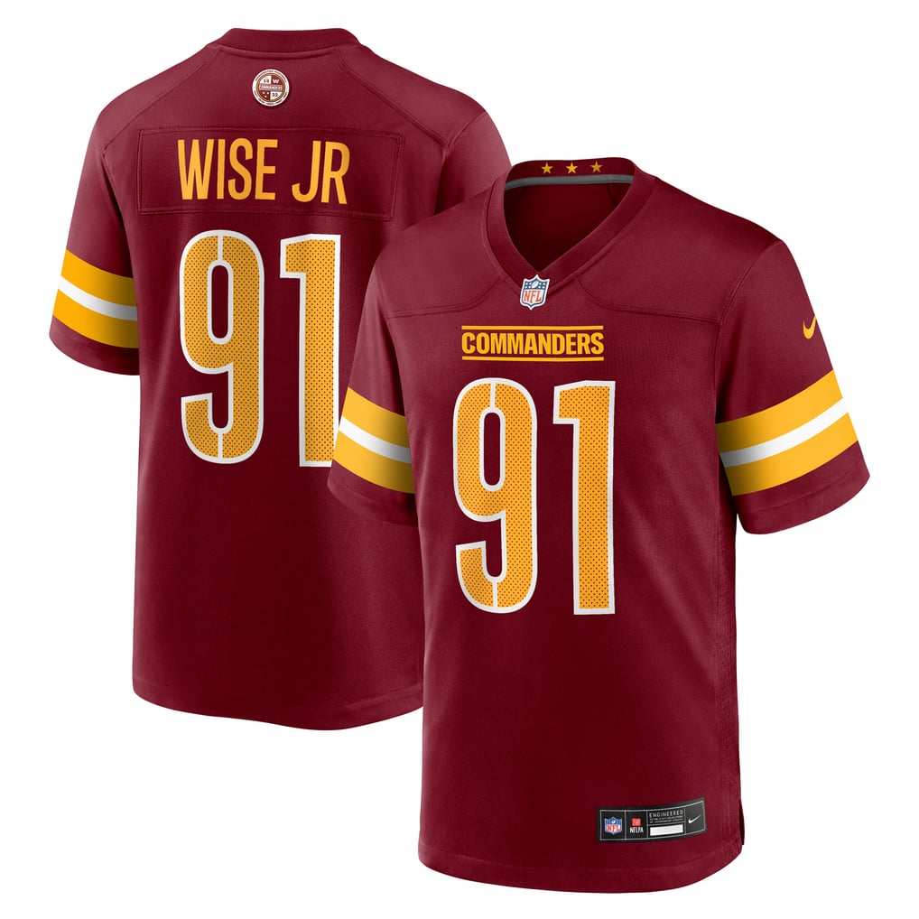 Men's Washington Commanders Deatrich Wise Jr. Burgundy Team Game Jersey