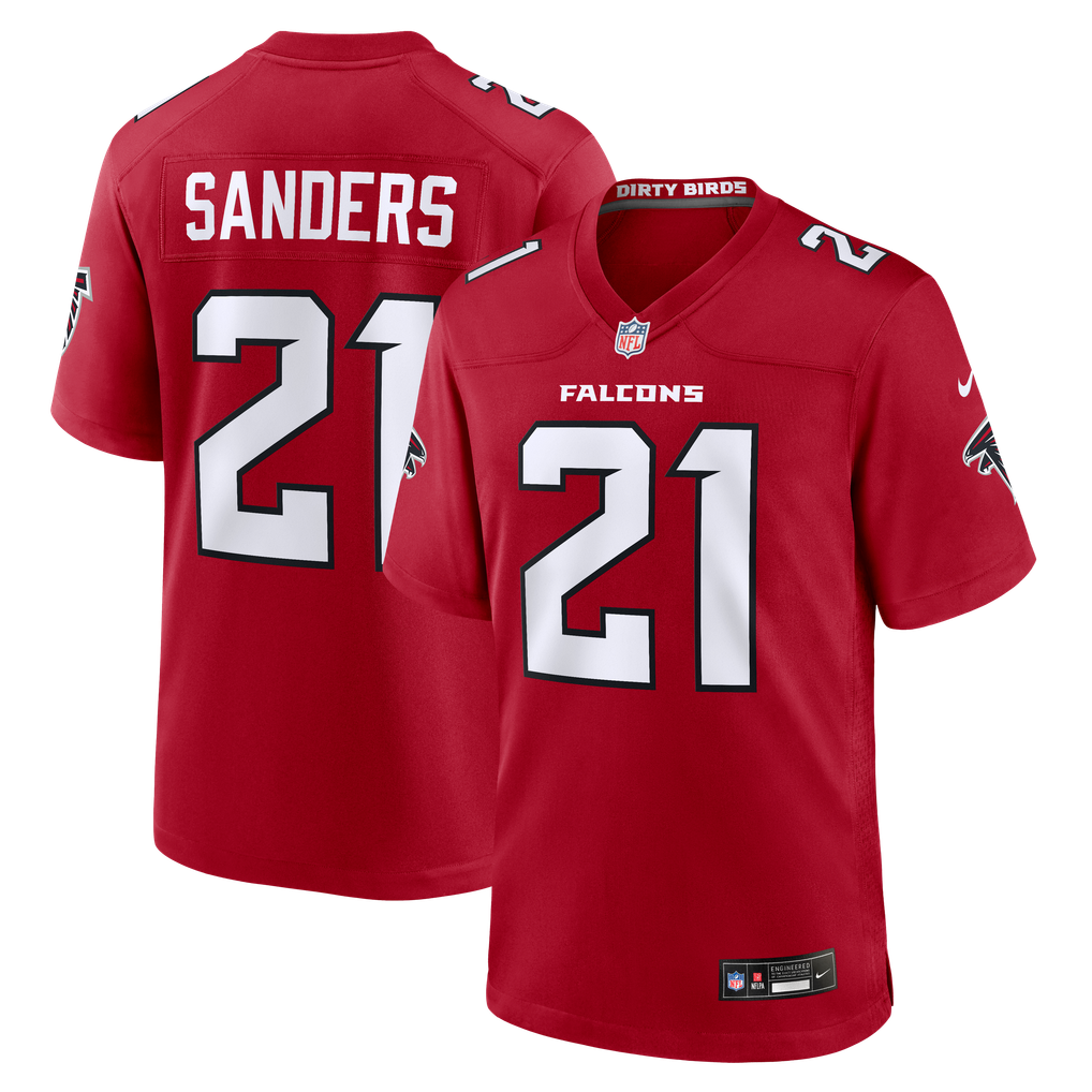 Men's Atlanta Falcons Deion Sanders Red Retired Player Game Jersey
