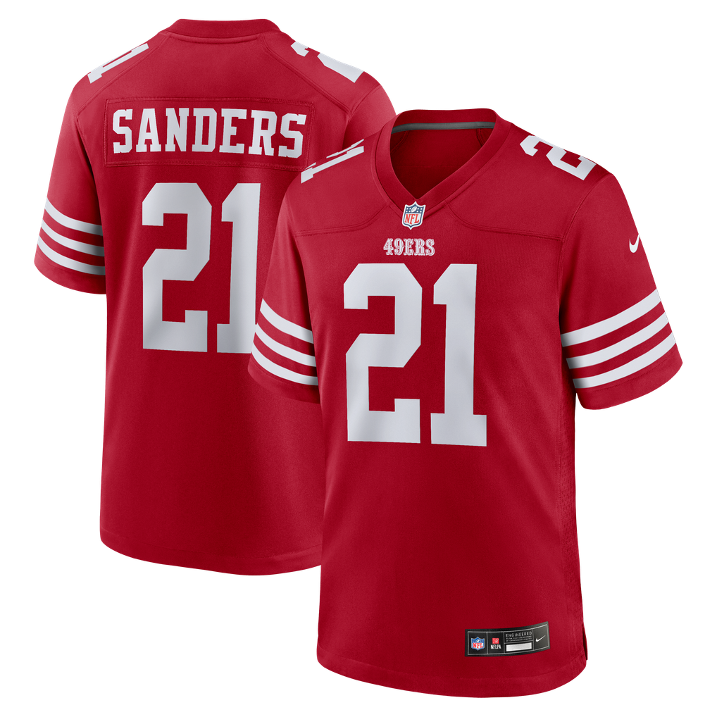 Men's San Francisco 49ers Deion Sanders Scarlet Team Retired Player Game Jersey