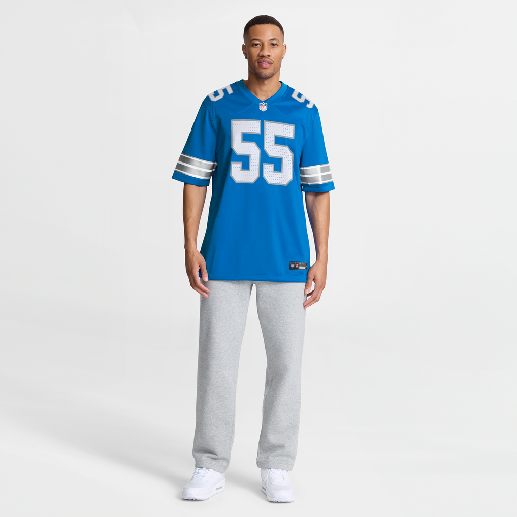 Men's Detroit Lions Derrick Barnes Blue Team Game Jersey