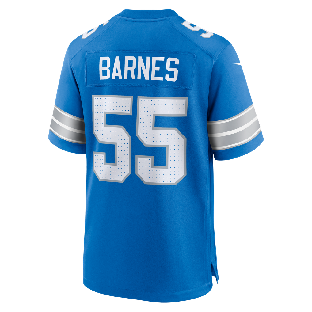 Men's Detroit Lions Derrick Barnes Blue Team Game Jersey