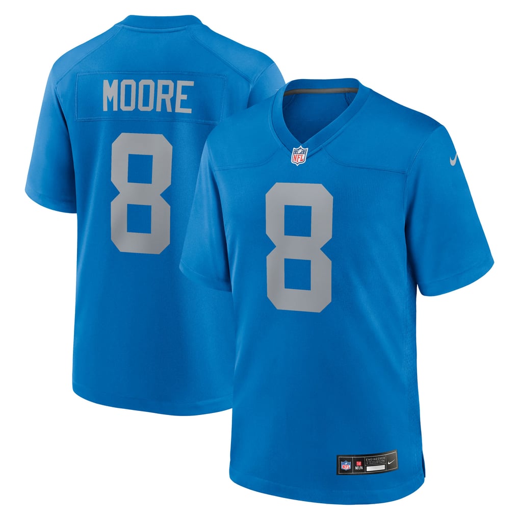 Men's Detroit Lions Derrick Moore Blue Alternate Game Jersey
