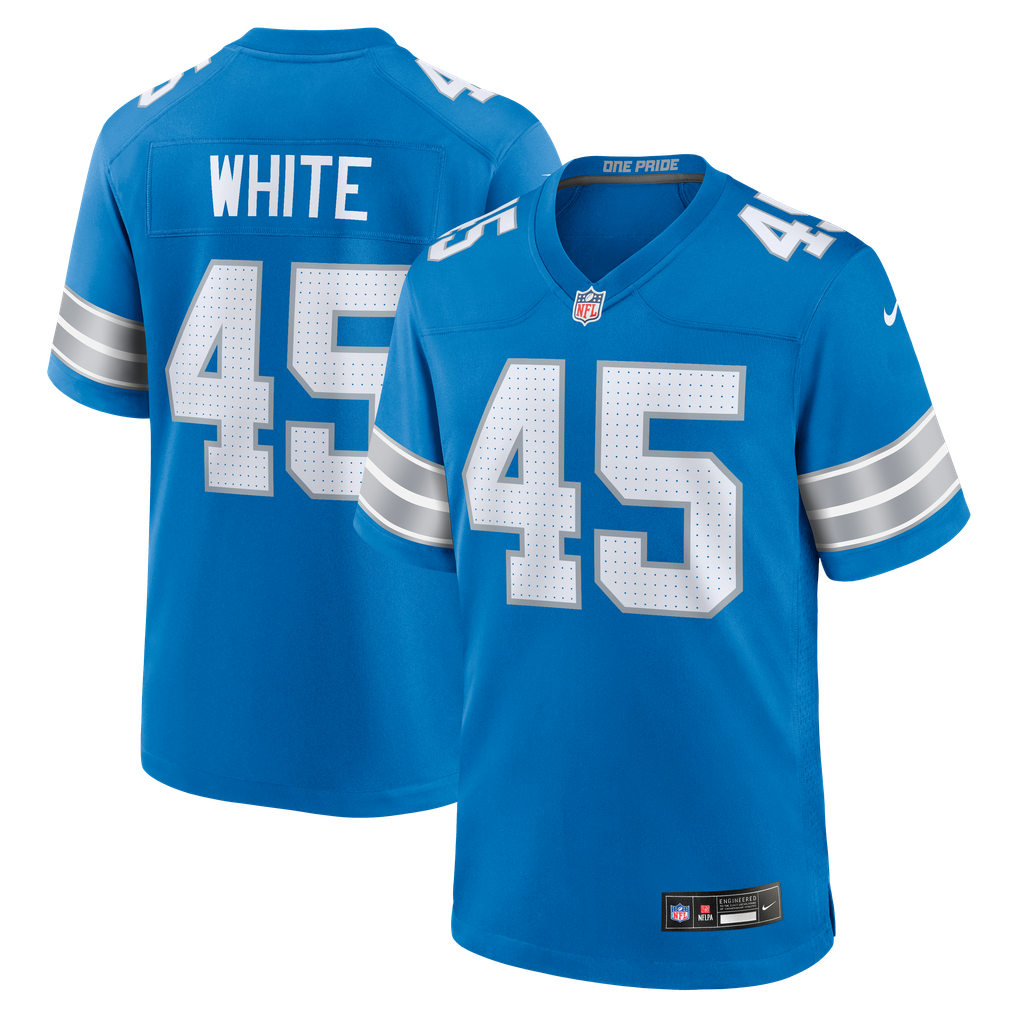 Men's Detroit Lions Devin White Blue Team Game Jersey