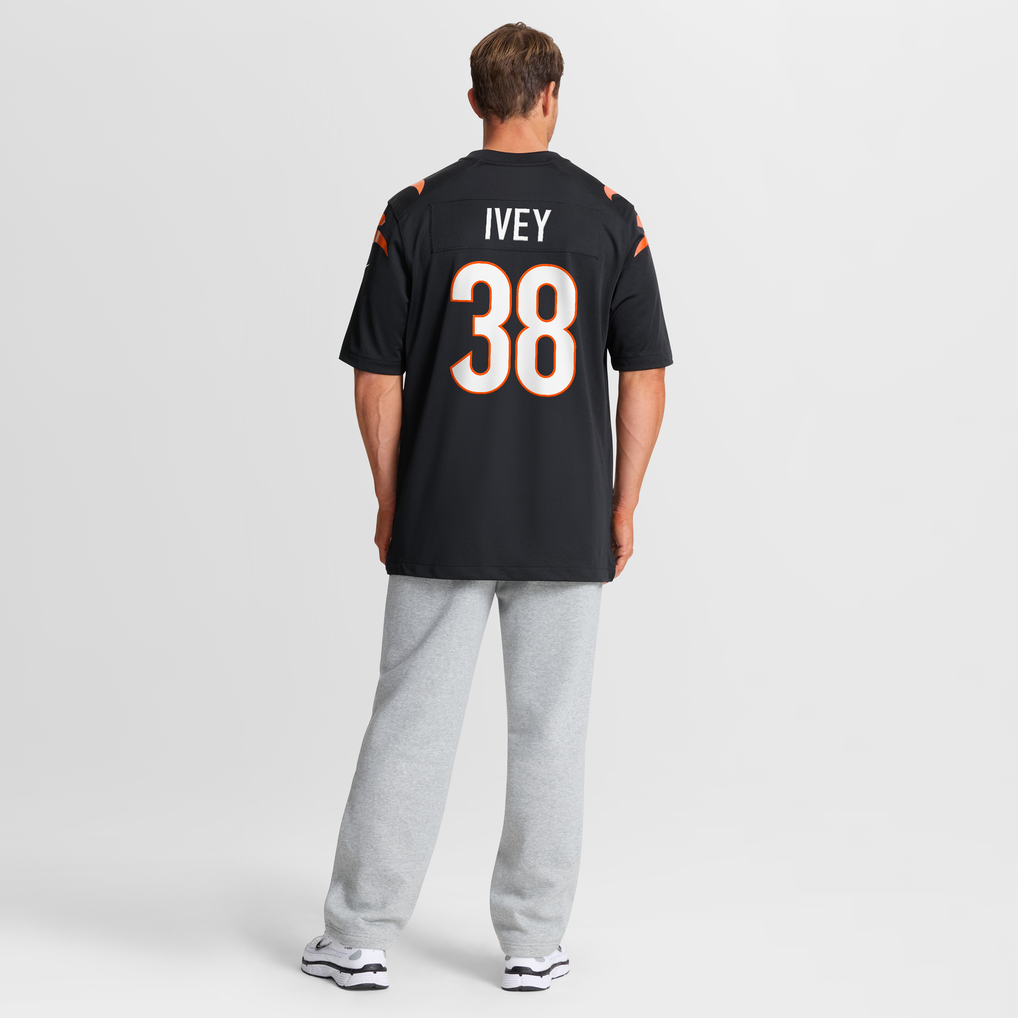 Men's Cincinnati Bengals DJ Ivey Black Team Game Jersey