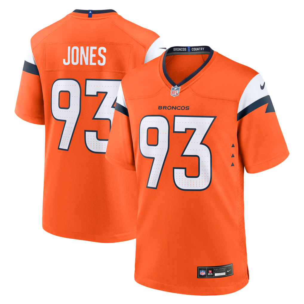 Men's Denver Broncos D.J. Jones Orange Team Game Jersey