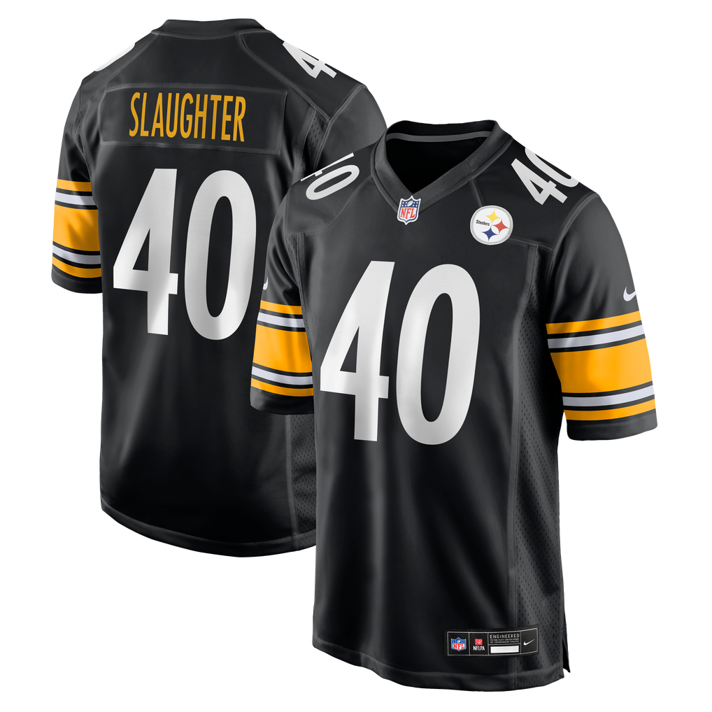 Men's Pittsburgh Steelers Doneiko Slaughter Black Team Game Jersey