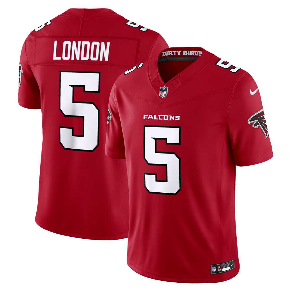 Men's Atlanta Falcons Drake London Red Team Vapor F.U.S.E. Stitched Limited Jersey