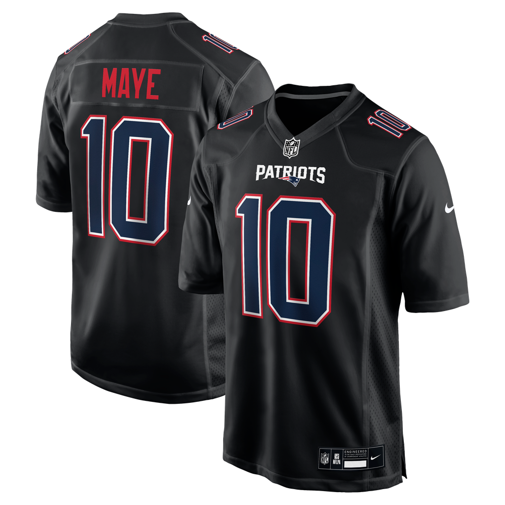 Men's New England Patriots Drake Maye Carbon Black Game Jersey
