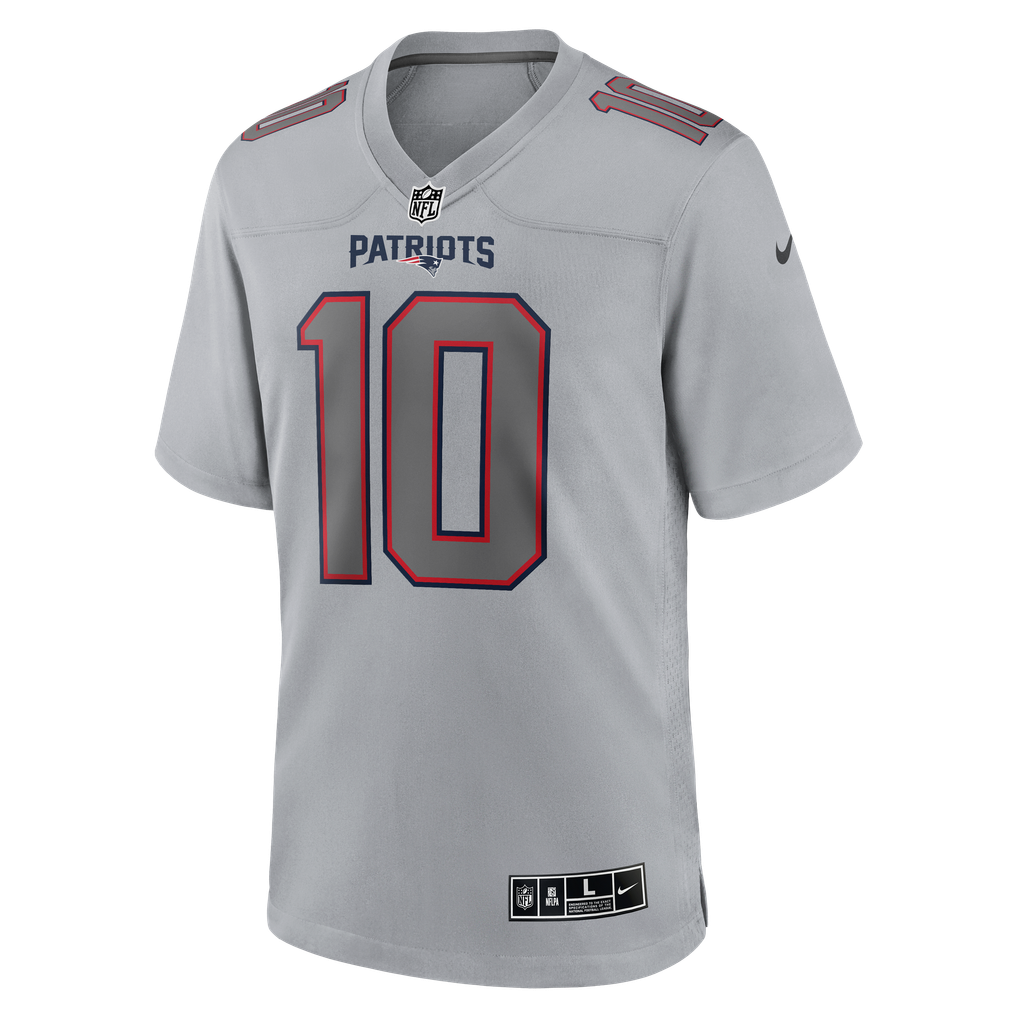 Men's New England Patriots Drake Maye Gray Atmosphere Fashion Game Jersey