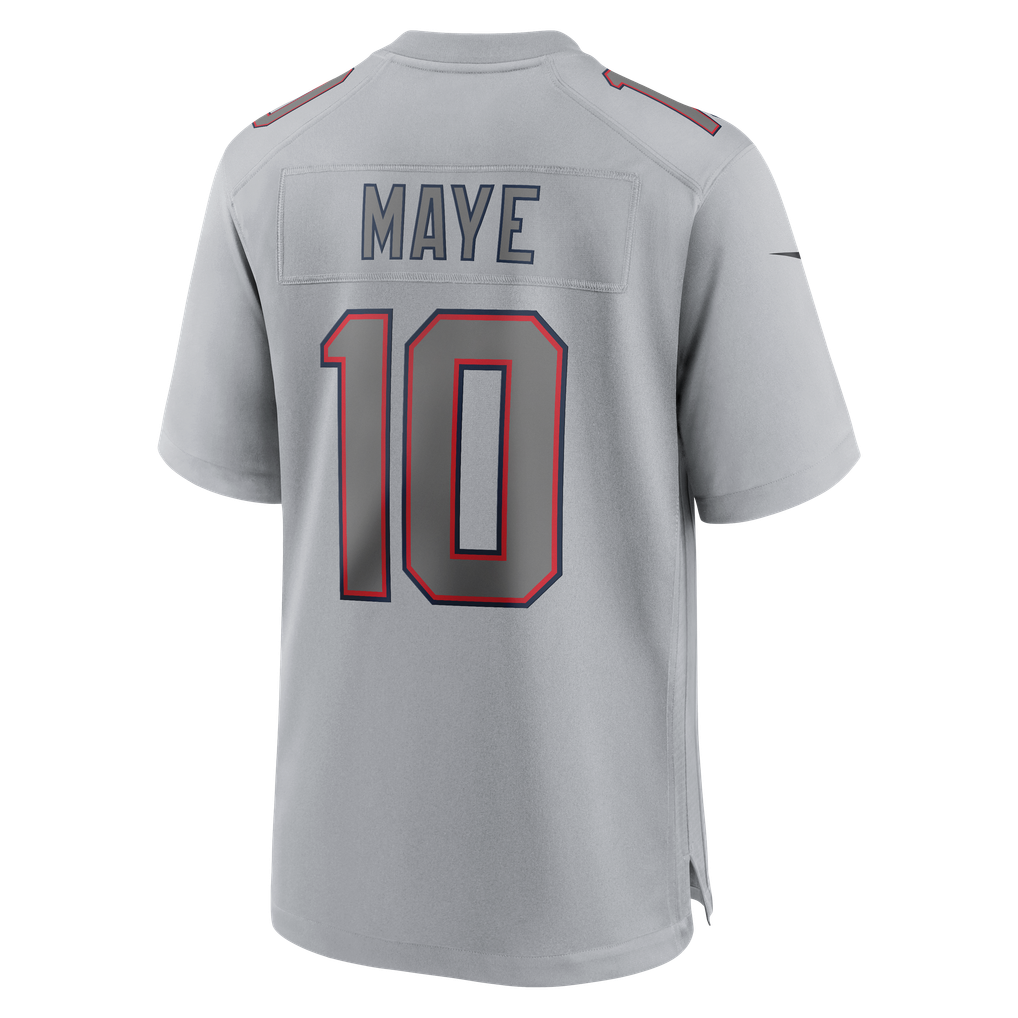 Men's New England Patriots Drake Maye Gray Atmosphere Fashion Game Jersey