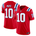 Men's New England Patriots Drake Maye Red Alternate Vapor F.U.S.E. Stitched Limited Jersey