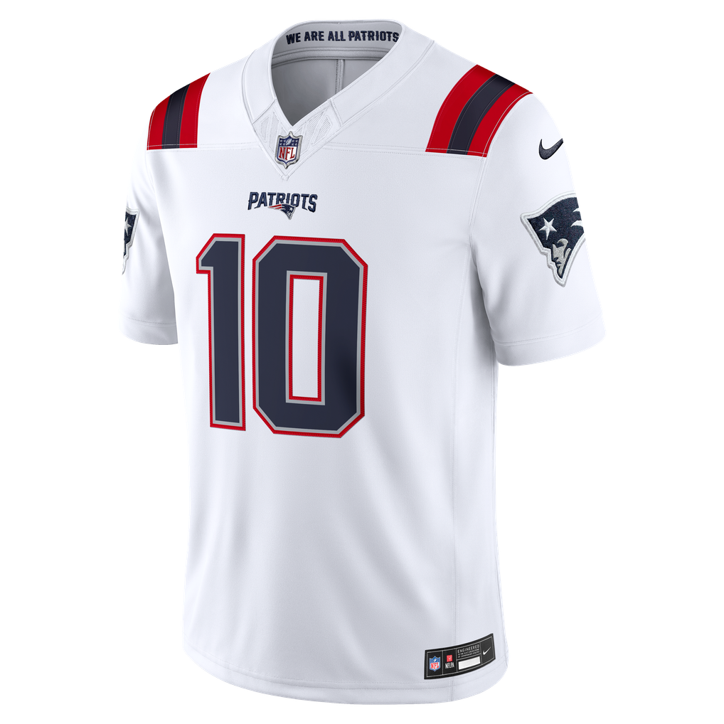 Men's New England Patriots Drake Maye White Vapor F.U.S.E. Stitched Limited Jersey
