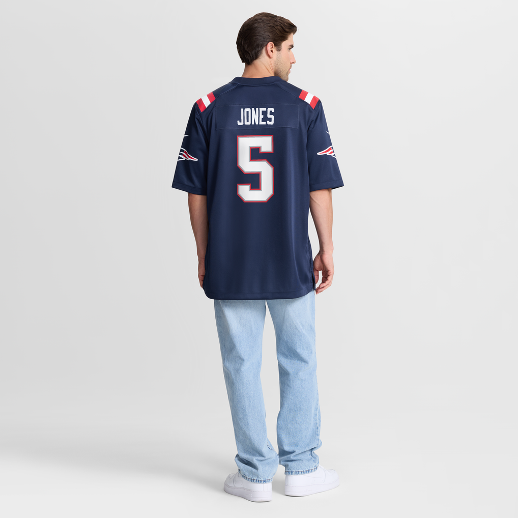 Men's New England Patriots Dre'Mont Jones Navy Team Game Jersey