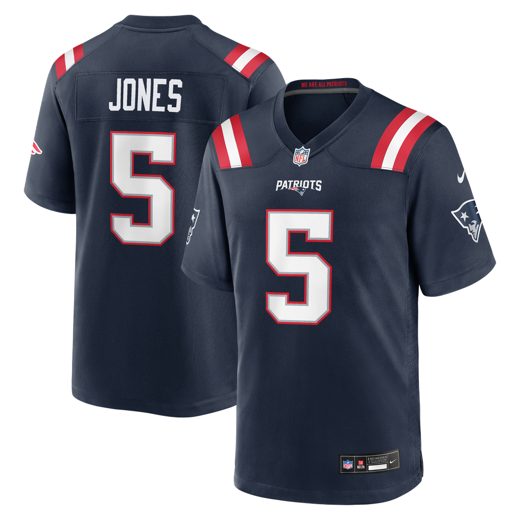 Men's New England Patriots Dre'Mont Jones Navy Team Game Jersey