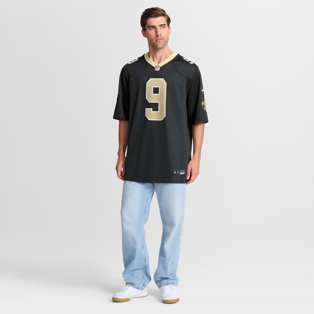 Men's New Orleans Saints Drew Brees Black Team Game Jersey