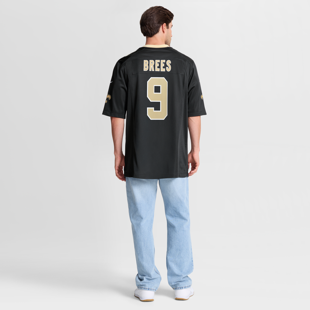 Men's New Orleans Saints Drew Brees Black Team Game Jersey