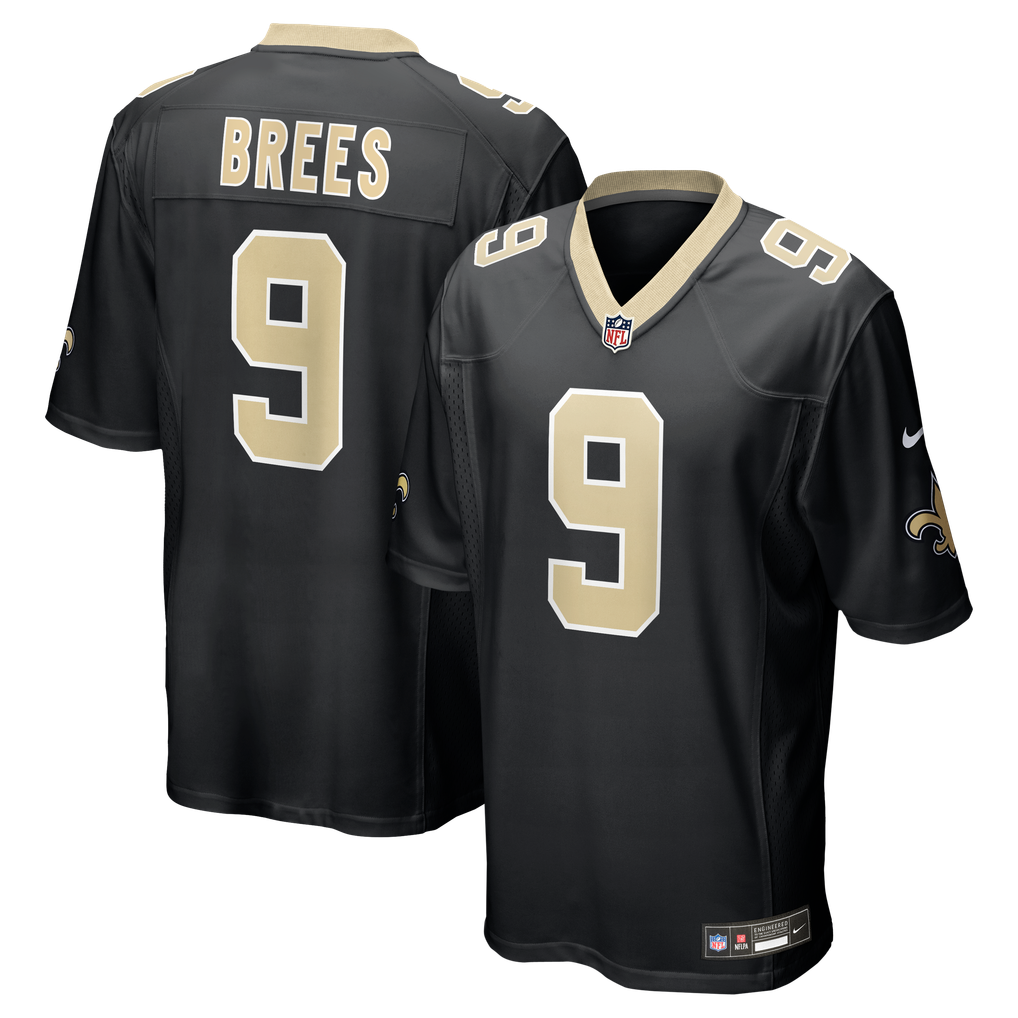 Men's New Orleans Saints Drew Brees Black Team Game Jersey