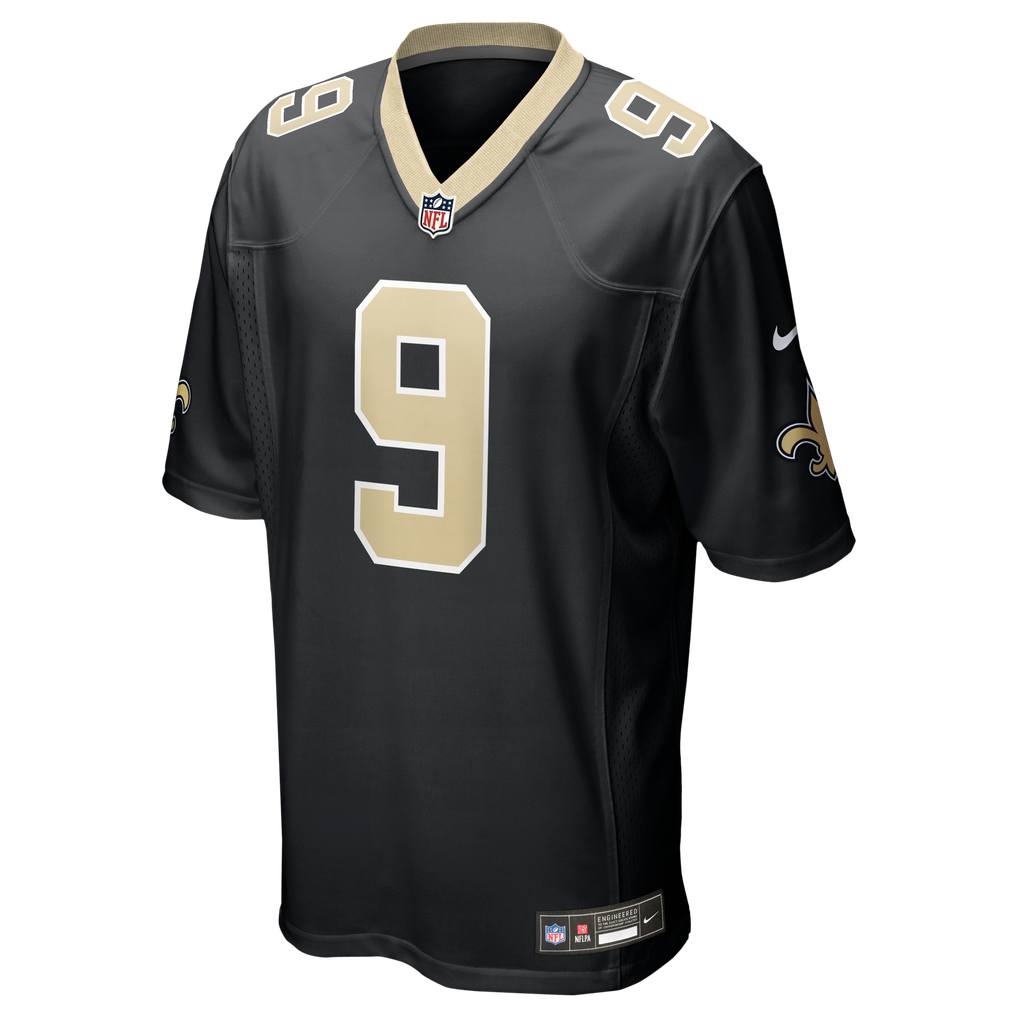 Men's New Orleans Saints Drew Brees Black Team Game Jersey