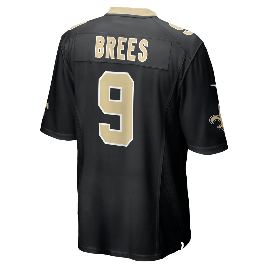 Men's New Orleans Saints Drew Brees Black Team Game Jersey