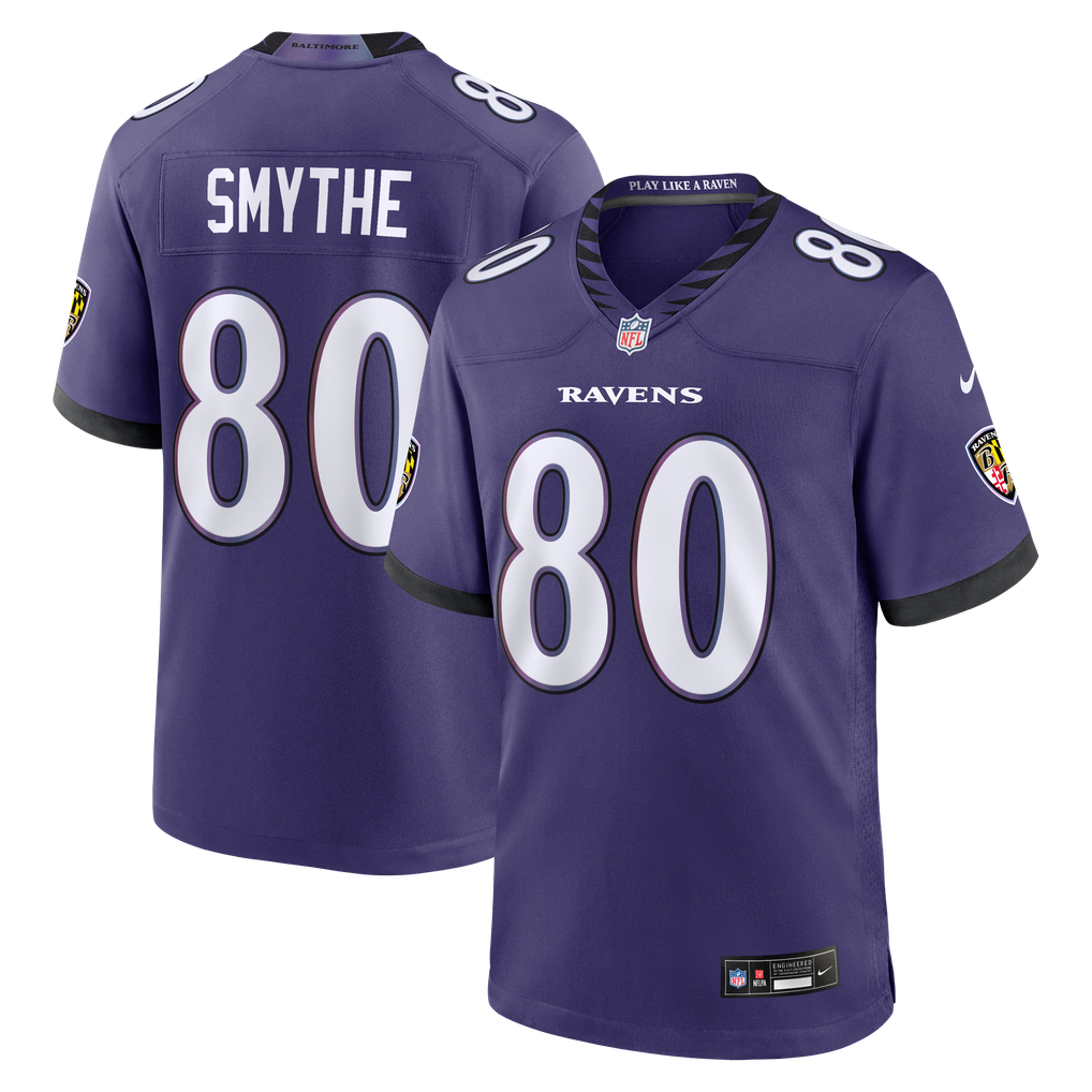 Men's Baltimore Ravens Durham Smythe Purple Team Game Jersey