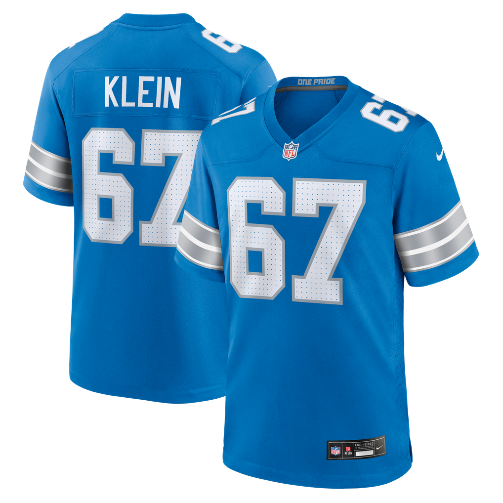 Men's Detroit Lions Elijah Klein Blue Team Game Jersey