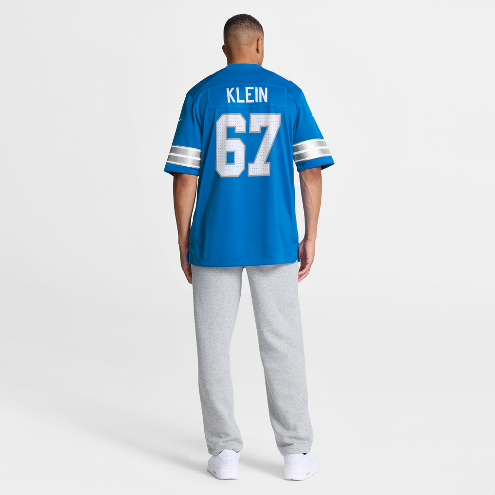 Men's Detroit Lions Elijah Klein Blue Team Game Jersey