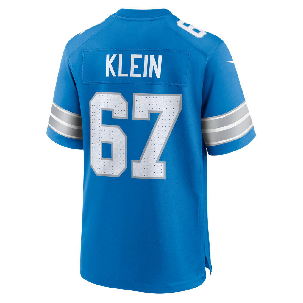 Men's Detroit Lions Elijah Klein Blue Team Game Jersey