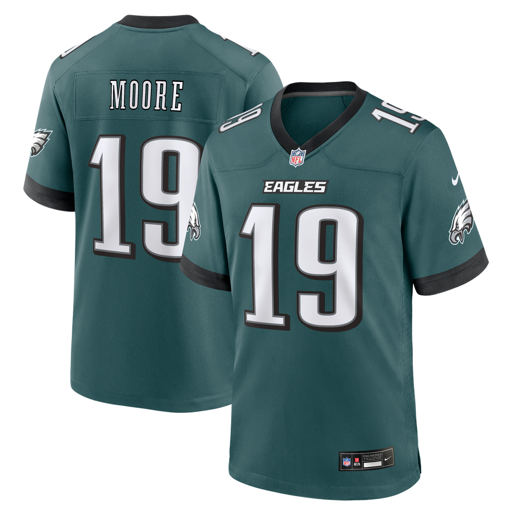 Men's Philadelphia Eagles Elijah Moore Midnight Green Team Game Jersey