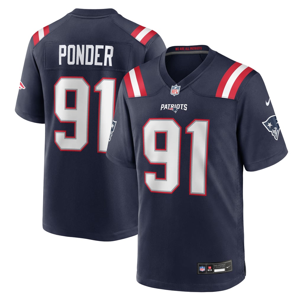 Men's New England Patriots Elijah Ponder Navy Team Game Jersey