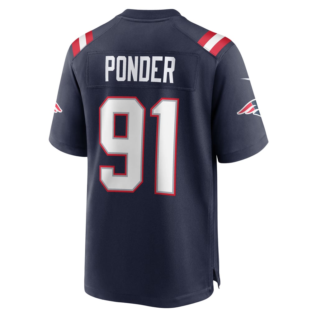 Men's New England Patriots Elijah Ponder Navy Team Game Jersey