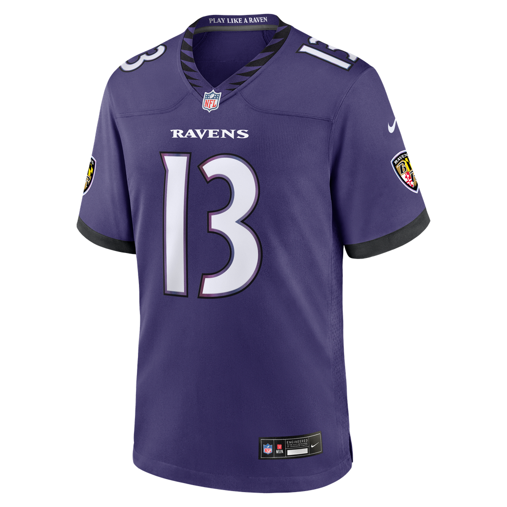 Men's Baltimore Ravens Elijah Sarratt Purple Team Game Jersey