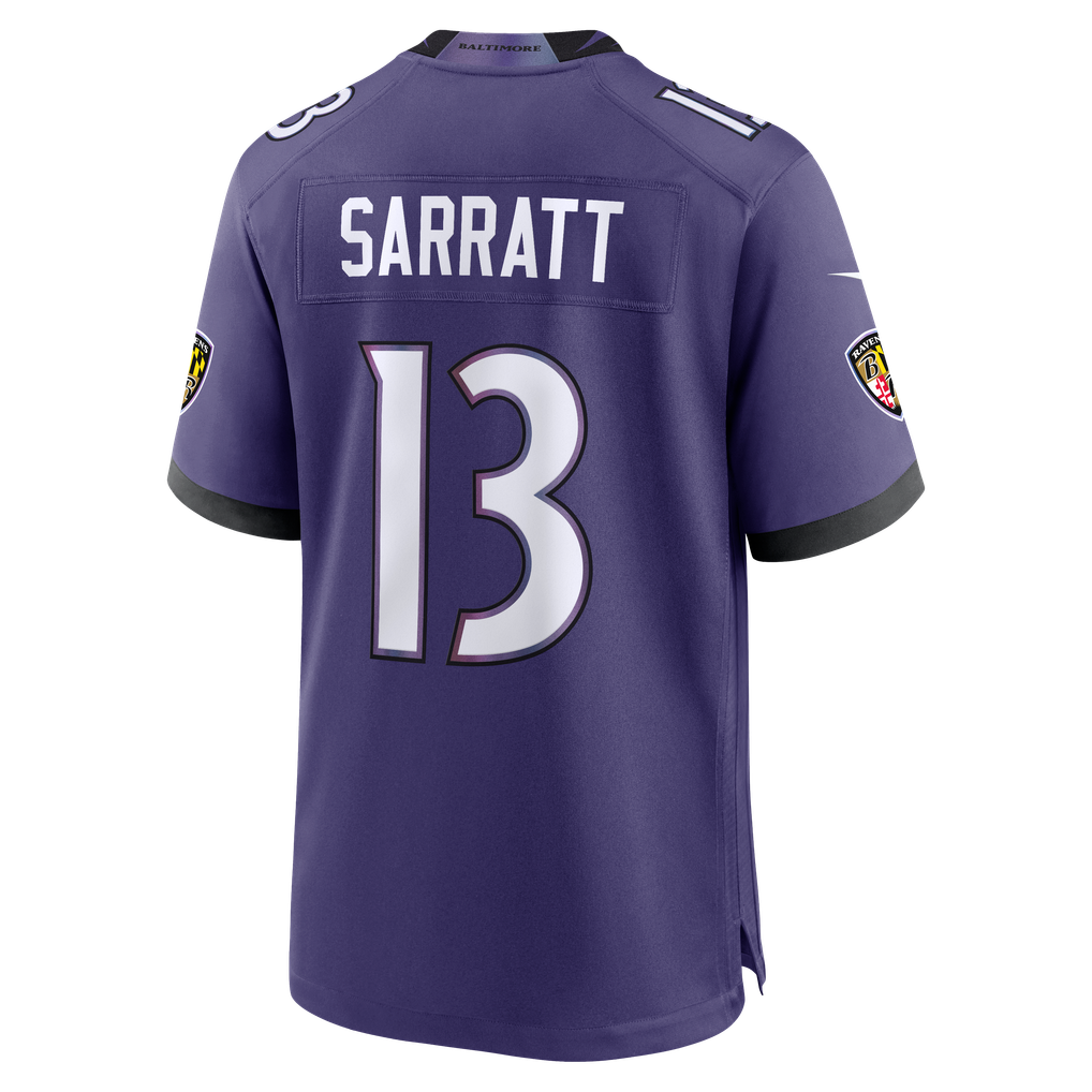 Men's Baltimore Ravens Elijah Sarratt Purple Team Game Jersey
