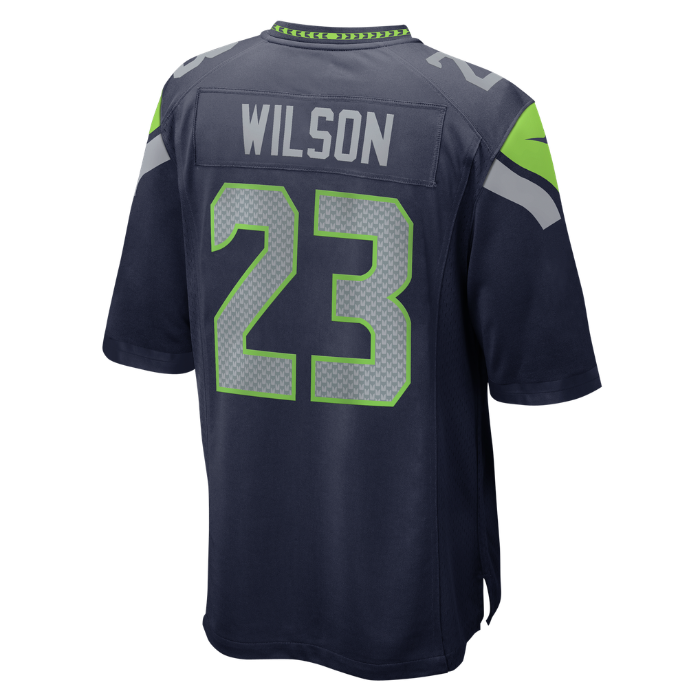 Men's Seattle Seahawks Emanuel Wilson College Navy Team Game Jersey