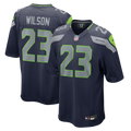 Men's Seattle Seahawks Emanuel Wilson College Navy Team Game Jersey