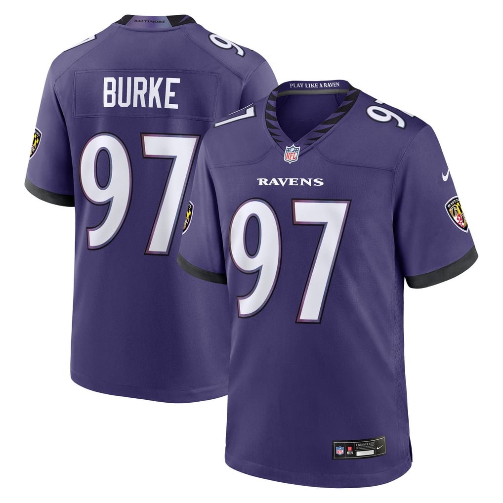 Men's Baltimore Ravens Ethan Burke Purple Team Game Jersey