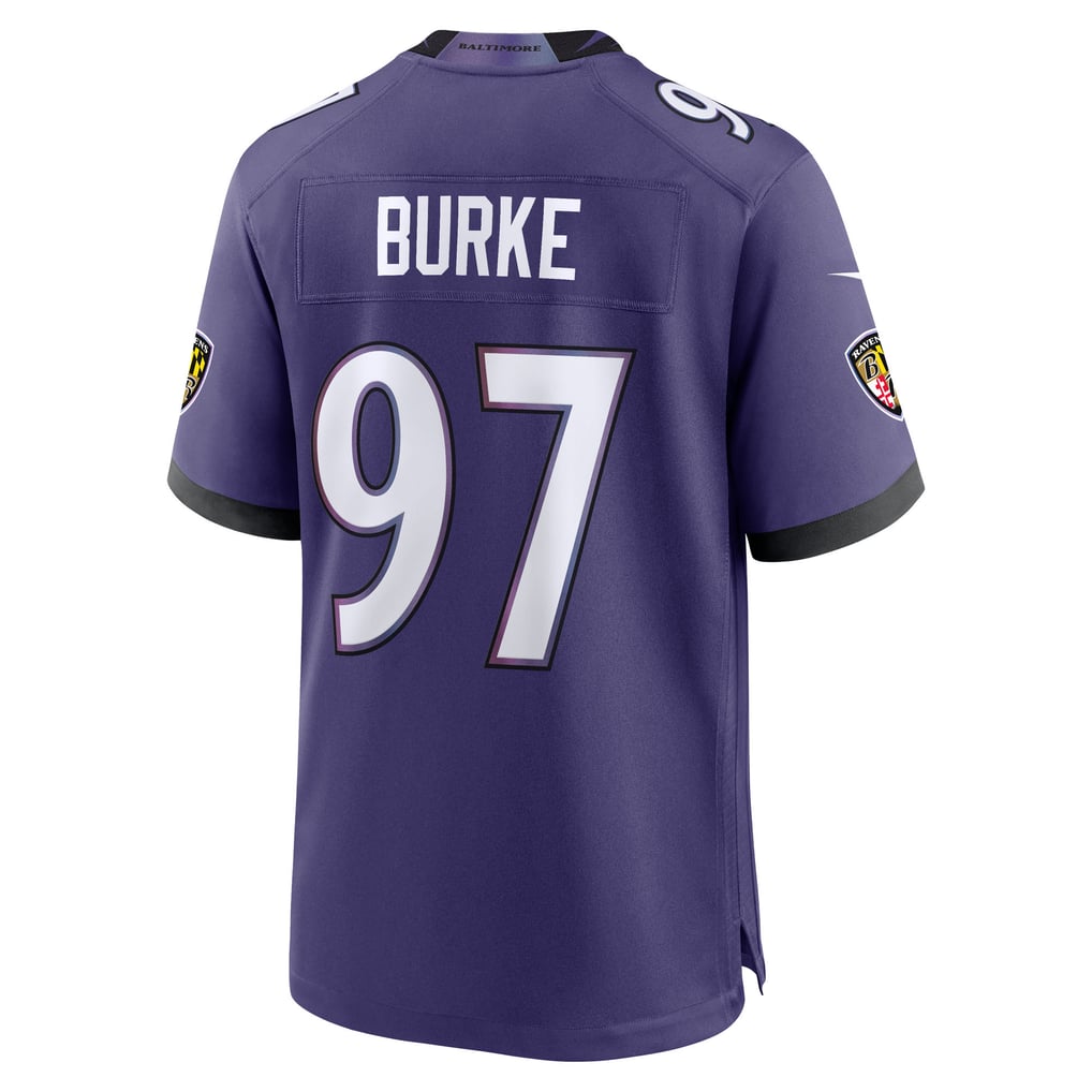 Men's Baltimore Ravens Ethan Burke Purple Team Game Jersey