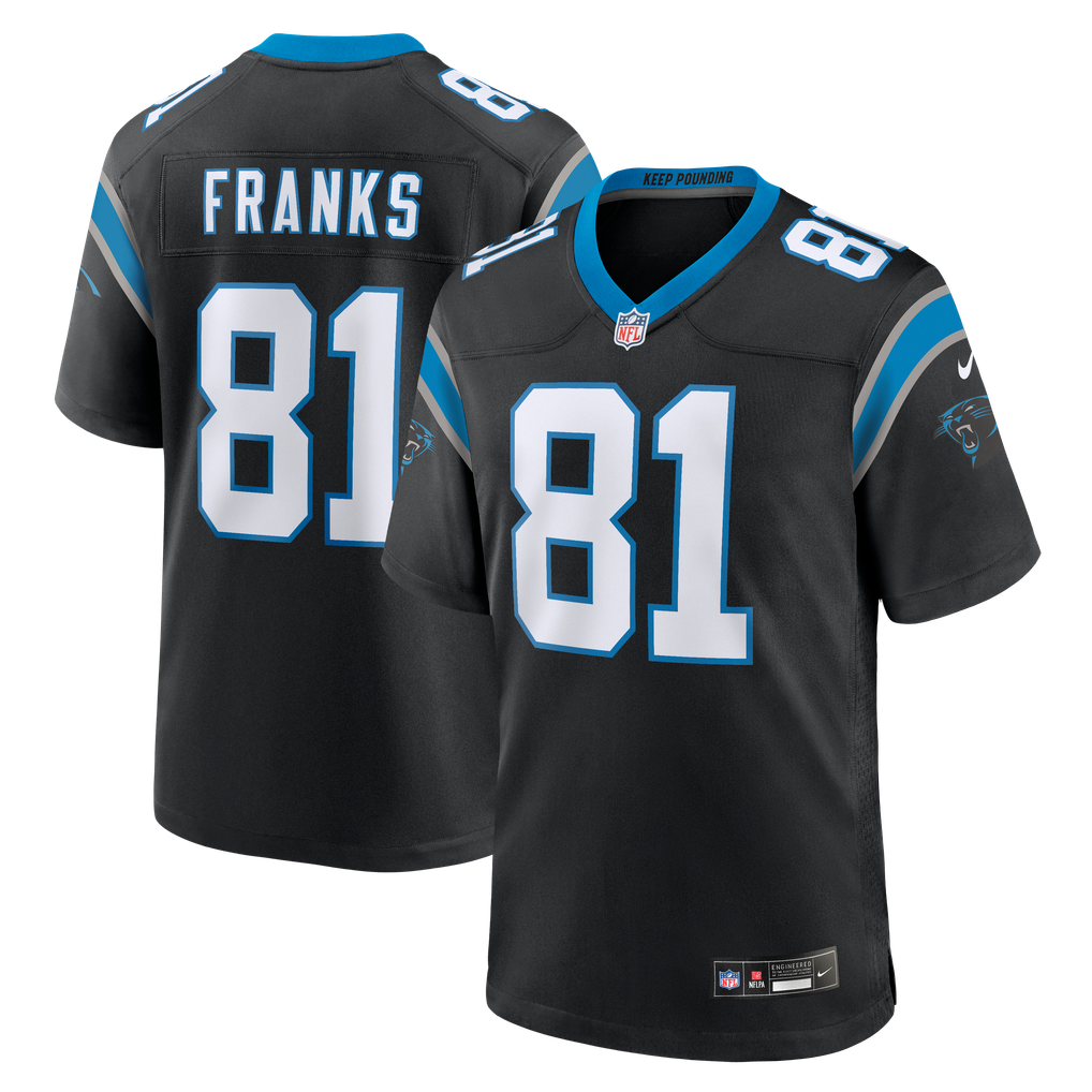 Men's Carolina Panthers Feleipe Franks Black Team Game Jersey