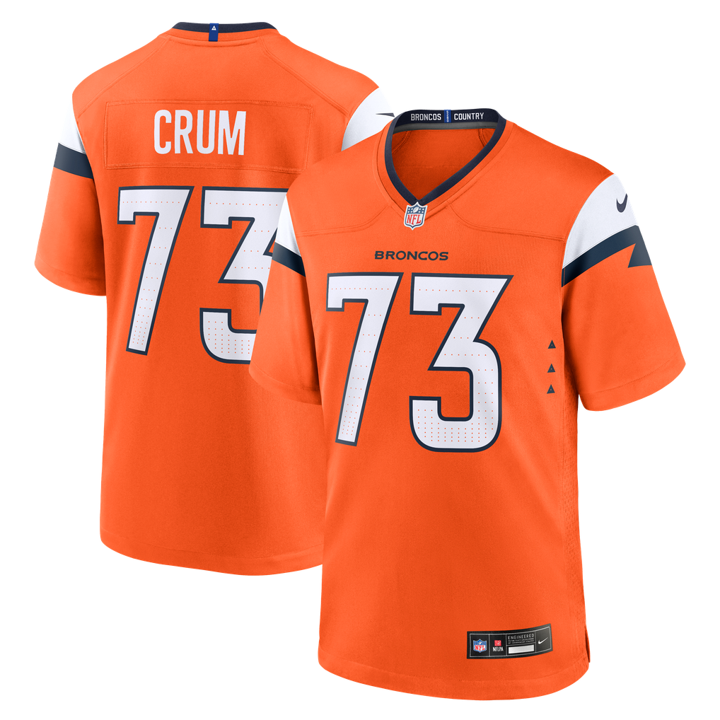 Men's Denver Broncos Frank Crum Orange Team Game Jersey