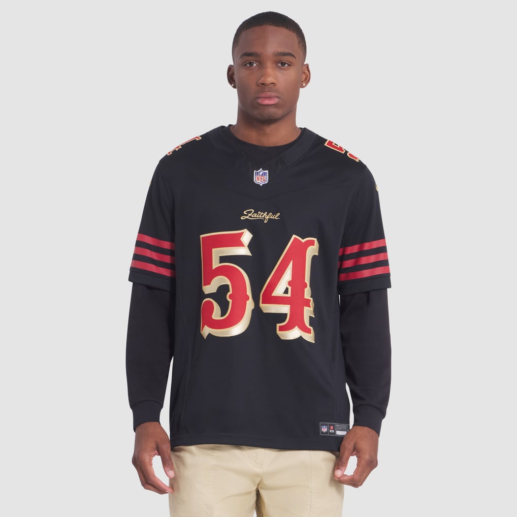 Men's San Francisco 49ers Fred Warner Black Rivalries Collection Stitched Limited Jersey