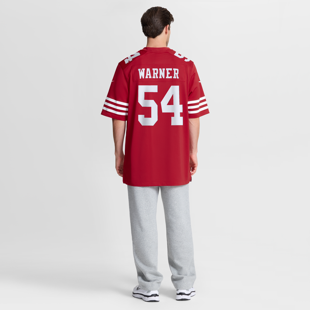 Men's San Francisco 49ers Fred Warner Scarlet 80th Anniversary Game Jersey