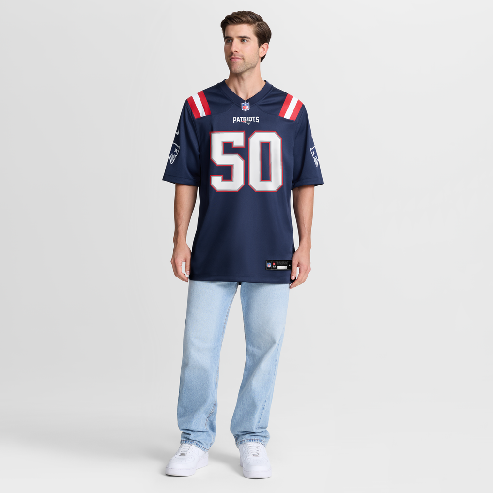 Men's New England Patriots Gabe Jacas Navy Team Game Jersey