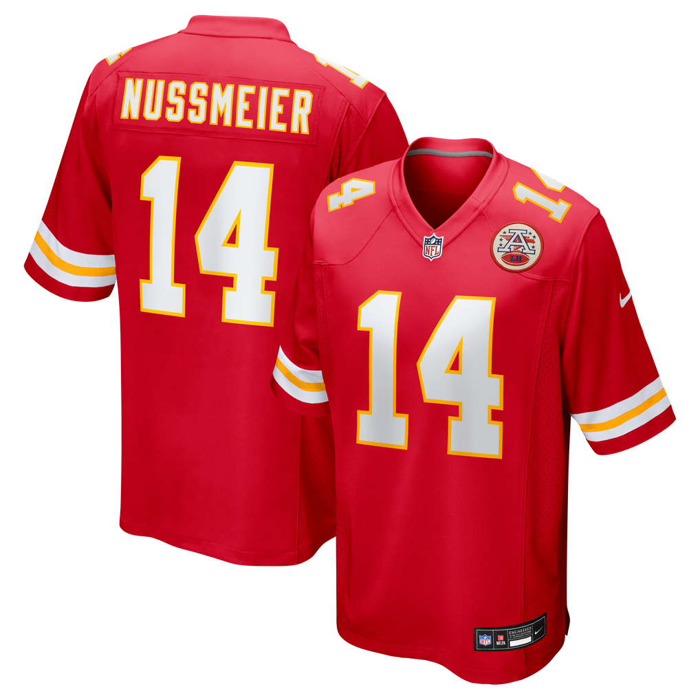 Men's Kansas City Chiefs Garrett Nussmeier Red Game Jersey