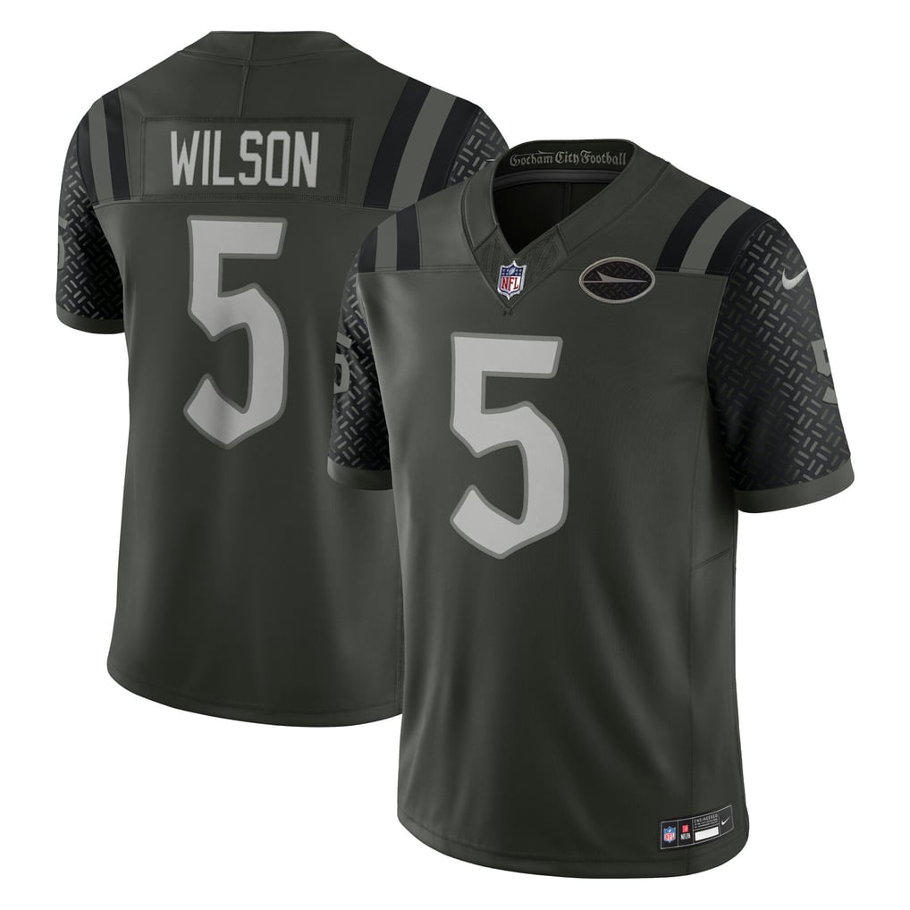 Men's New York Jets Garrett Wilson Green Rivalries Collection Stitched Limited Jersey