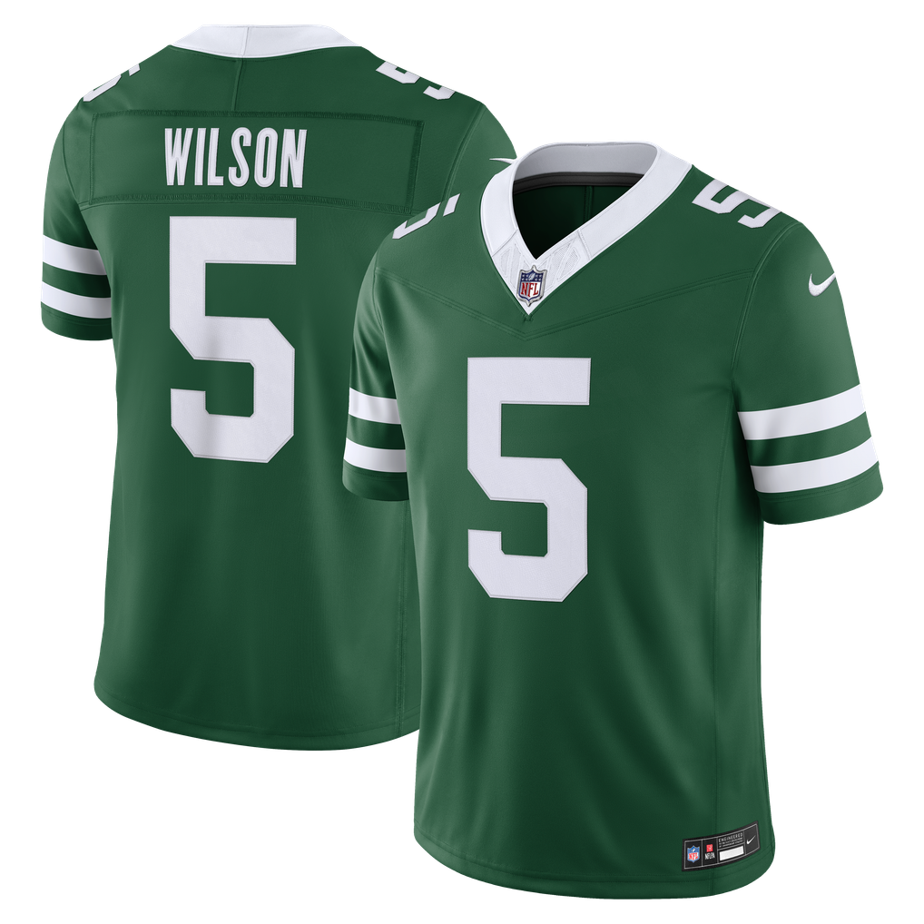 Men's New York Jets Garrett Wilson Legacy Green Team Vapor F.U.S.E. Stitched Limited Jersey