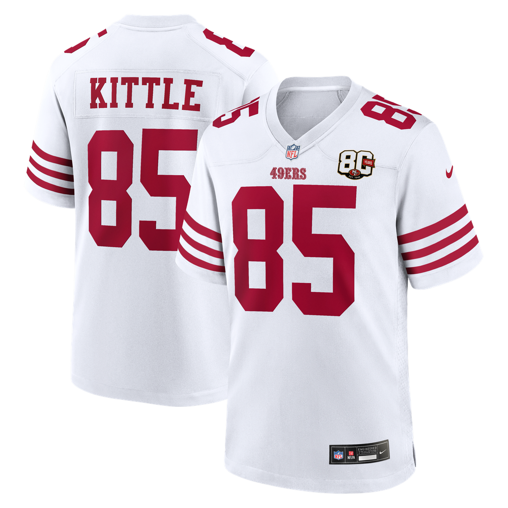 Men's San Francisco 49ers George Kittle White 80th Anniversary Game Jersey