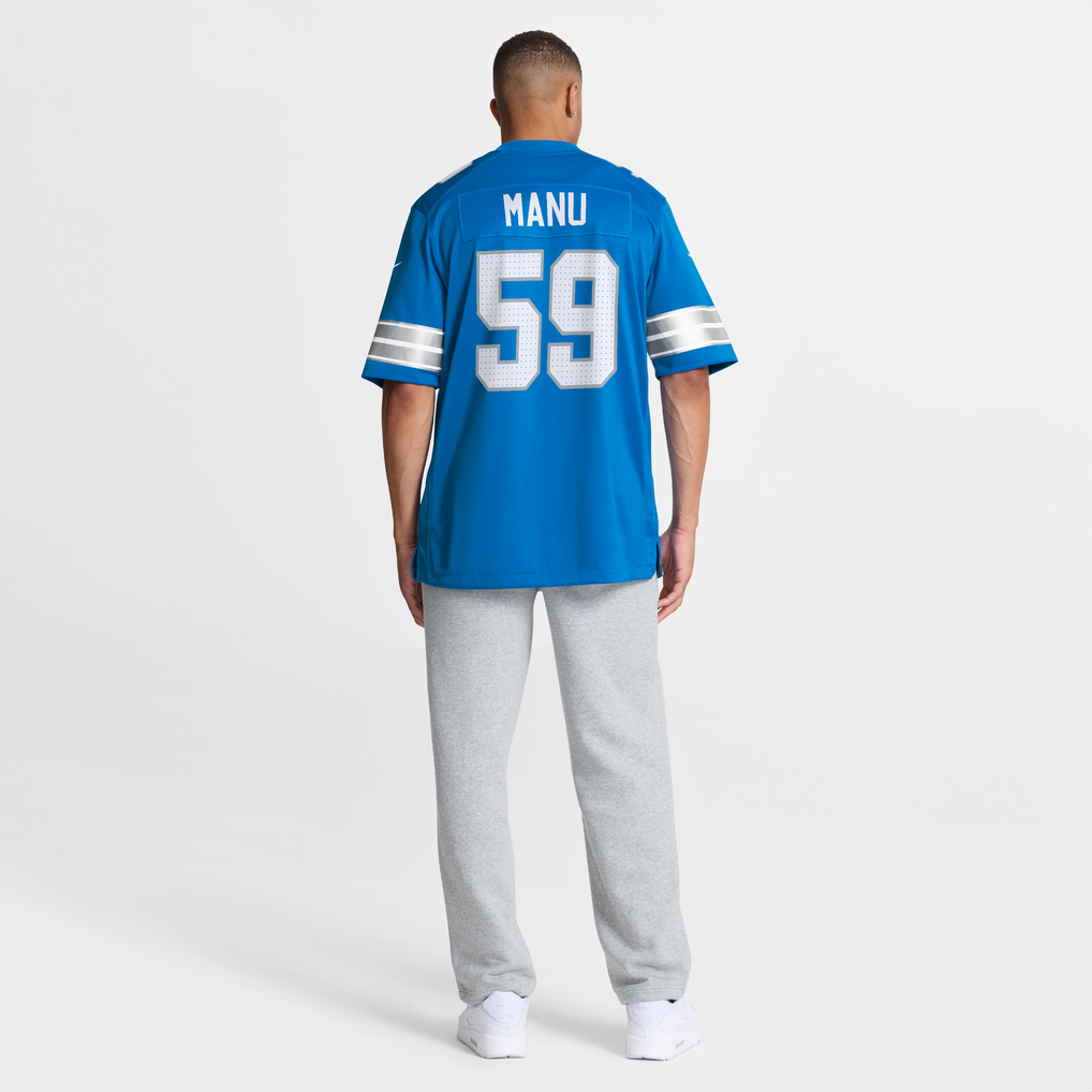Men's Detroit Lions Giovanni Manu Blue Team Game Jersey