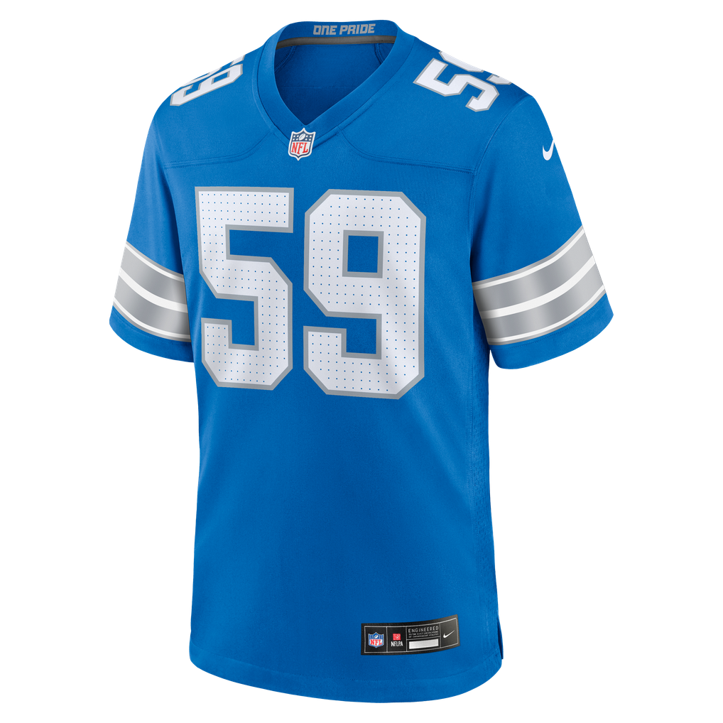 Men's Detroit Lions Giovanni Manu Blue Team Game Jersey