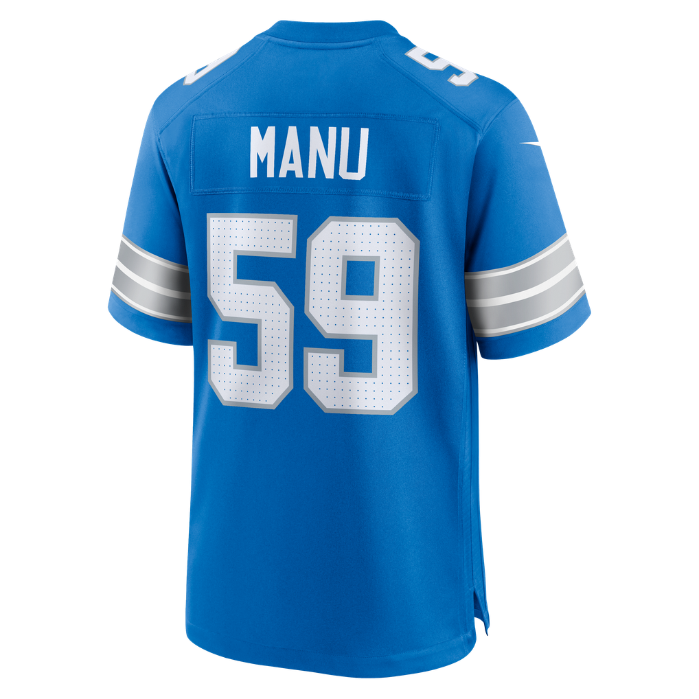 Men's Detroit Lions Giovanni Manu Blue Team Game Jersey