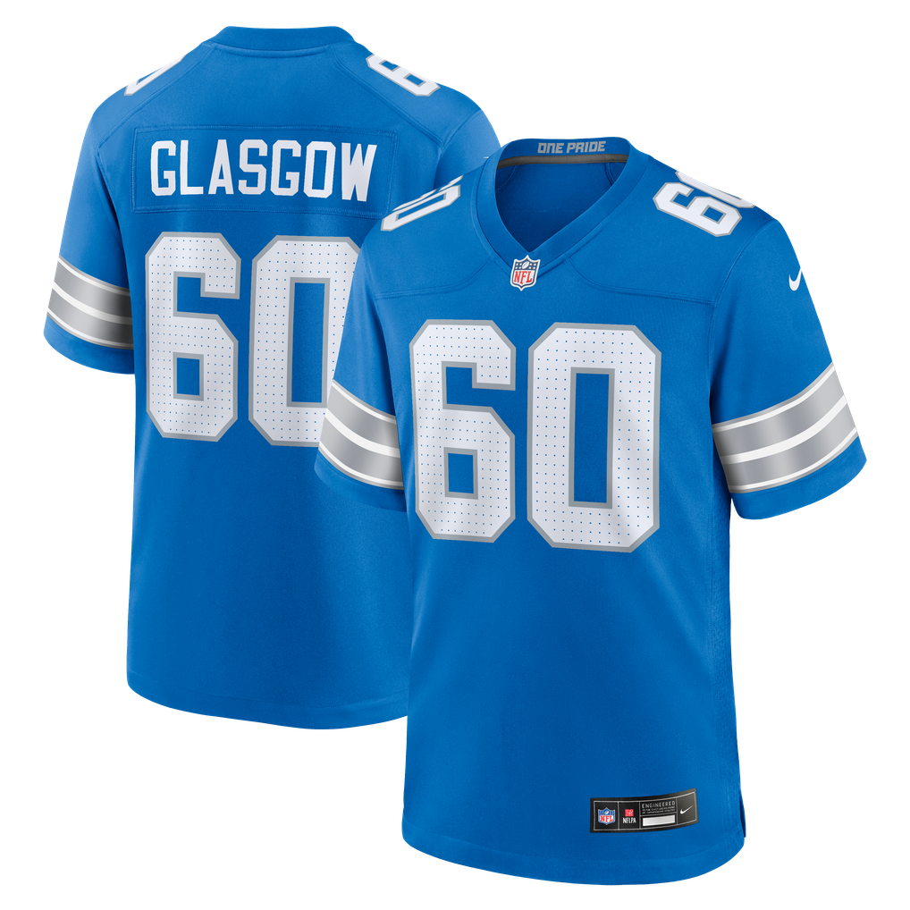 Men's Detroit Lions Graham Glasgow Blue Team Game Jersey
